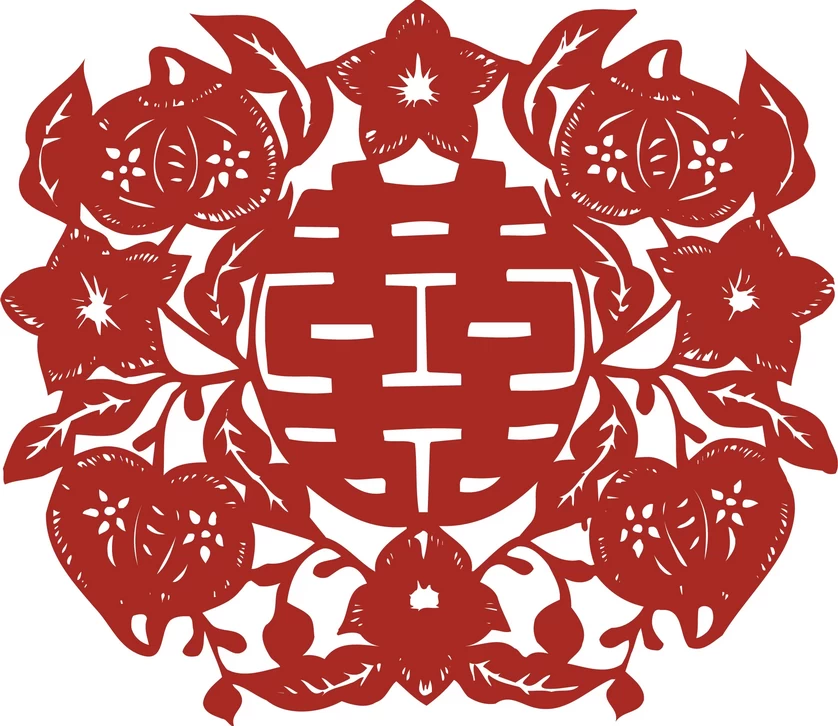 中国风中式传统喜庆民俗人物动物窗花剪纸插画边框AI矢量PNG素材【2832】